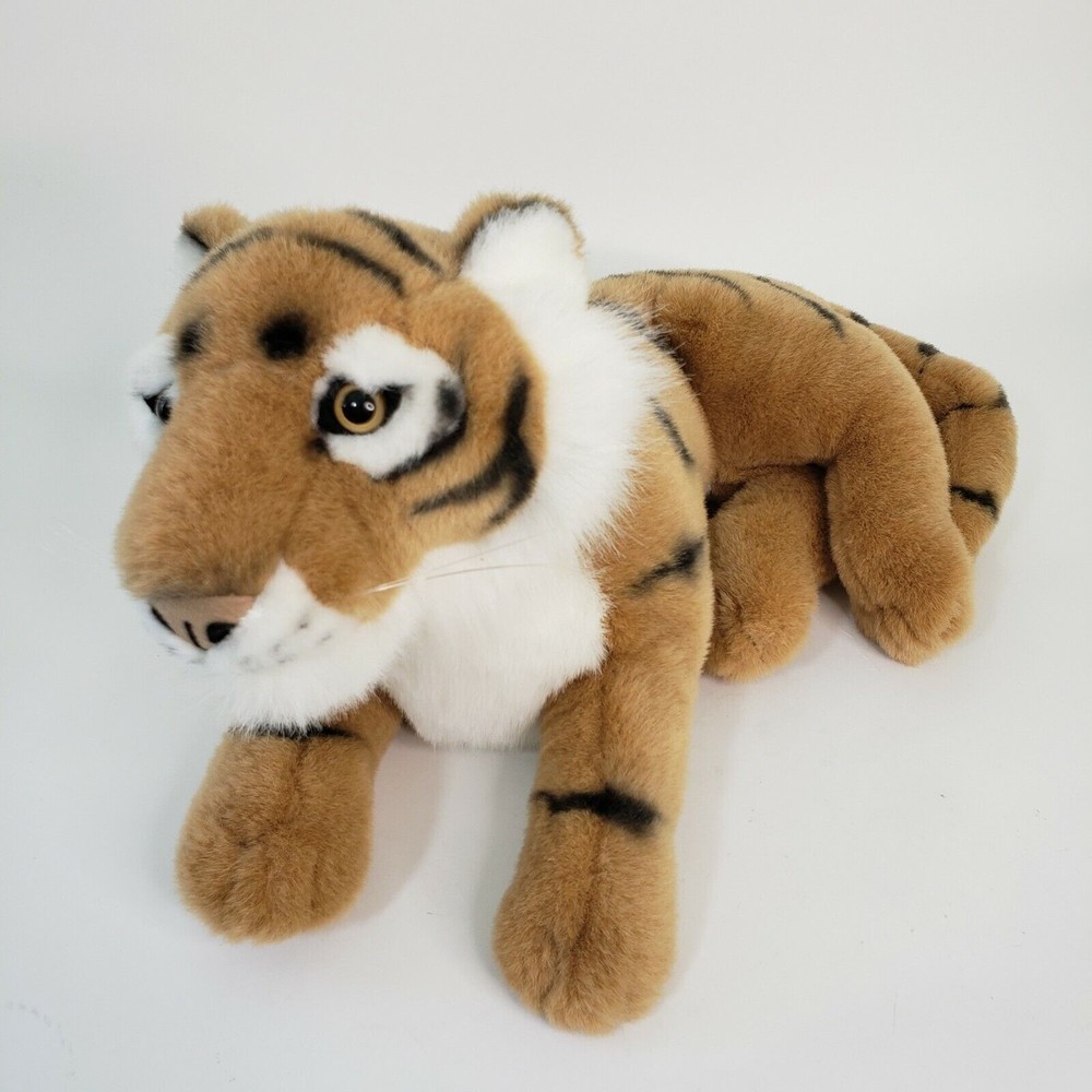 Vintage Fiesta Lying Tiger 16" Plush Stuffed Animal Realistic Big Cat